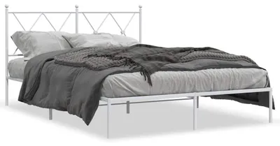Produktbild von vidaXL Bettgestell mit Kopfteil Metall Weiß 140x190 cm