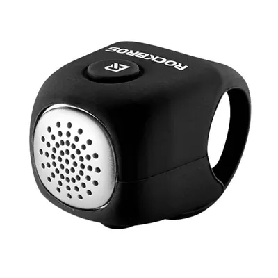 A black bicycle bell with a silver speaker grille.