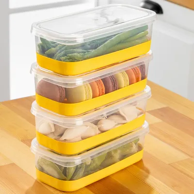 Produktbild von Hermia Concept, 4B - Yellow, Kühlschrank-Organizer-Set (4-teilig), 100 % KUNSTSTOFF, Gelb, 10,5 x 21,5 x 6,5 cm