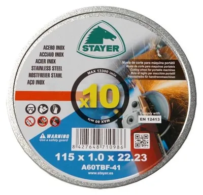 Zdjęcie produktu dla Tarcza do cięcia metalu STANDARD T41, Ø 125 x 1 x 22,23 mm, 10 sztuk, STAYER