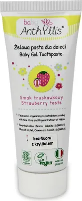 Immagine prodotto di PASTA DENTIERA PER BAMBINI SENZA FLUORURO DEI PRIMI DENTI, FRAGOLA, 75 ml - BABY ANTHYLLIS