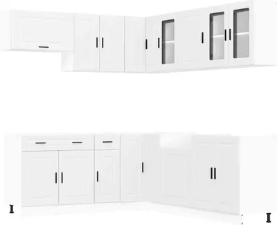 Produktbild von 11-tlg. Küchenschrank-Set Porto Weiß Holzwerkstoff