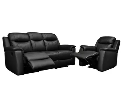Produktbild von 3-Sitzer Sofa und Sessel mit Relaxfunktion EVASION - Schwarz