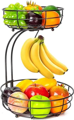 Image de Corbeille à fruits à deux étages, marron