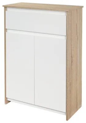 Productafbeelding van Kleankin badkamerkastje, keukenkastje met interne planken en lade, naturel hout + wit