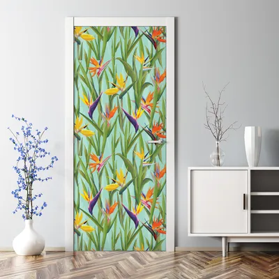 Produktbild von Dekorative Aufkleber selbstklebend Abnehmbarer Türposter Klebefolie tropisch Blätter 85 x 200 cm