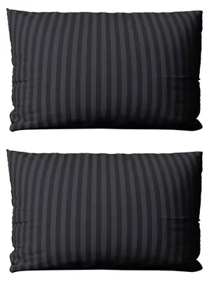 Produktbild von 2 teilig Kissenbezüge 40x80 cm Mikrofaser Premium Damast Gestreift, Anthrazit
