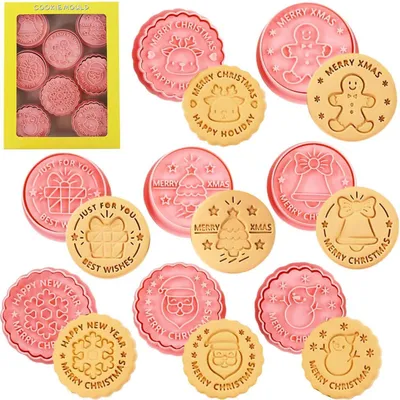 Produktbild von Ausstechformen Weihnachten 8 Stück mit Stempel für Kekse Fondant Schokolade