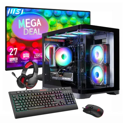 Produktbild von GAMEMAX Gaming-PC MegaDeal HYPE-M BK Komplett-SET AMD Ryzen 7 5700X 16GB RAM 480GB SSD RTX 5060 WIN11 + MSI PRO MP272L LCD-Monitor, 68,6cm (27")+Zub.