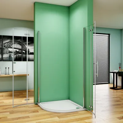 Produktbild von 90X90X195cm Duschabtrennung Viertelkreis Runddusche Eckeinstieg 6mm ESG Sicherheitsklarglas Duschkabine