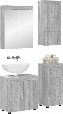 Immagine prodotto di Set di mobili da bagno vidaXL TULUM, 4 pezzi, grigio Sonoma, 60 x 34 x 63 cm