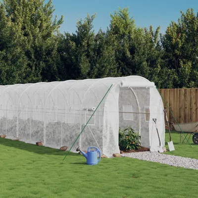 Productafbeelding van Kas met stalen frame, wit, 32 m², afmetingen 16x2x2 meter