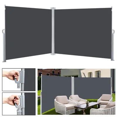 Zdjęcie produktu dla Wysuwana aluminiowa markiza boczna Jiubiaz Markiza ogrodowa Ochrona przed słońcem Ochrona przed deszczem 160x600 Szary