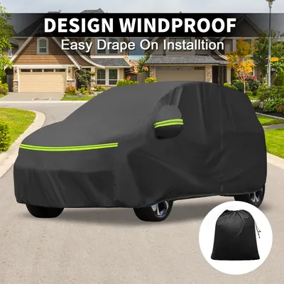 Image de Housse Voiture Pour Jeep Renegade 2014-2019 210D-Pu ExtšŠrieur Housse Complššte Tout Temps ImpermšŠable Coupe-Vent Protection Solaire Pluie Neige Fermeture šŠclair Porte Conducteur
