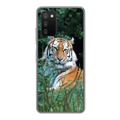 Produktbild von MuchoWow® Handyhülle Schutzhülle Hülle für Samsung Galaxy A03s Tiger - Gras - Grün Silikon Softcase Handy Hülle - Schutz