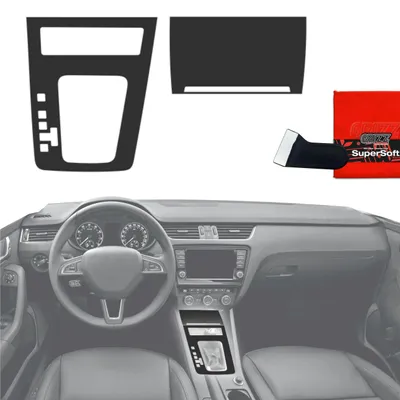 Produktbild von 2in1 Schutzfolien Grizz Protector für Mittelkonsole - Skoda Octavia 3 DSG (2017-2020) Schwarz Matt Antifingerprint