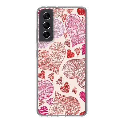 Produktbild von MuchoWow® Handyhülle Schutzhülle Hülle für Samsung Galaxy S21 FE Eine Illustration mit rosa und roten Herzen Silikon Softcase Handy Hülle - Mobiltelefonhülle