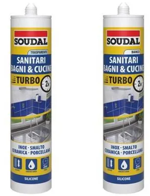 Immagine prodotto di silicone acetico sanitari 'turbo' soudal 300 ml - trasparente
