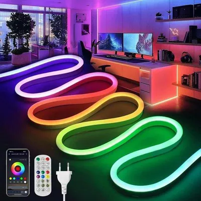 Zdjęcie produktu dla Taśma LED RGB 2 m, wodoodporna, synchronizacja z muzyką, do użytku wewnątrz i na zewnątrz, z pilotem