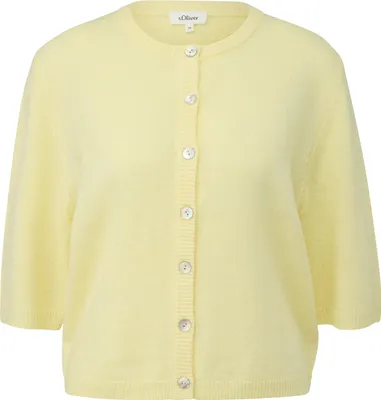 Produktbild von s.Oliver Strickjacke aus Alpaka-Mix mit Rundhalsausschnitt, Halbärmeln und Knopfleiste