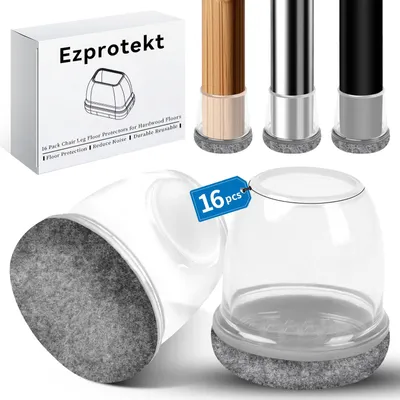 Stuhlbeinschoner 16er Set, grau, TPE+Filz, rund, L