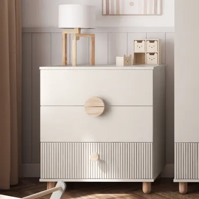 Produktbild von ZEE LOFT Kommode Kaschmir 79,7 x 48 x 90,2 cm 3 Schubladen Möbel Wohnzimmer Schlafzimmer mit MDF Fronten Vollauszug Schubladen Buchenholz Füße Moderne