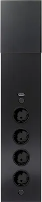 Produktbild von Energie-Ecksäule ST 3007 in SCHWARZ mit 4 Steckplätzen und USB Port / Mehrfachsteckdose / Ecksteckdose