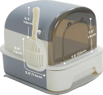 Image de Bac à litière pour chat, Construction fermée, Facile à nettoyer, ARQ0076GY, L