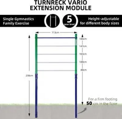 Produktbild von CCLIFE Reckstange Outdoor Turnreck einzelne Turnstange höhenverstellbar bis 150 kg Grün-Blau