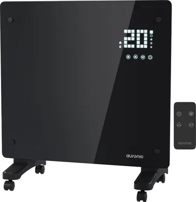 Produktbild von Auronic Konvektorheizung 1000W Schwarz - Glas-Panel mit Thermostat - Timer - Fernbedienung