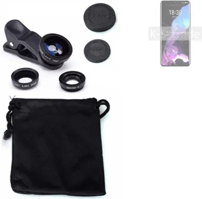 Produktbild von K-S-Trade Smartphone Kamera Linsen Set Kompatibel mit Meizu 18 3in1 Clip-On Kamera Adapter Macro Weitwinkel FishEye Fischauge Objektiv Linse