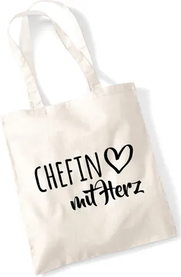 Produktbild von Huuraa Jutebeutel Chefin mit Herz 10 Liter Natural Baumwolle Tasche Geschenkidee