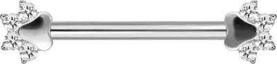 Produktbild von Brustwarzenpiercing, Zungenpiercing, Intim-Piercing Titan Nippelpiercing mit Innengewinde KRISTALLPFOTE