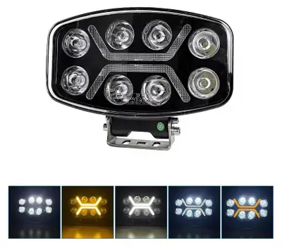 Image de Phare puissant à LED / lampe halogène 12 V–24 V, 90 W, blanc-jaune, pour VTT, 4x4, camions, tracteurs et véhicules agricoles