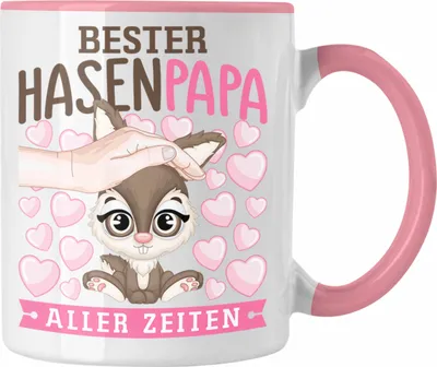 Produktbild von Trendation - Hasen Tasse Geschenk Hasen-Besitzer Kaninchen Kinder Hasen Papa (Rosa)