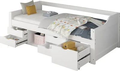 Image de HOME DELUXE Lit enfant COSMOS avec tiroirs - 90 x 200 cm Blanc