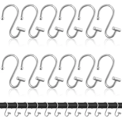 Produktbild von Duschvorhanghaken, 12 Stück, dekorative Duschvorhangringe aus rostfreiem Metall für Küche, Schlafzimmer, Kleiderschrank