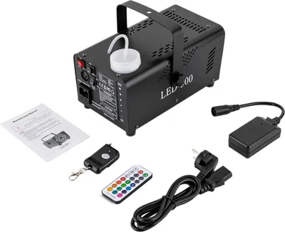 Produktbild von RGB LED Nebelmaschine - Bühnen Rauchmaschine - 13 Farben - 4 Lichteffekte - 500 W - Fernbedienung - 2500 CFM - 1 Set