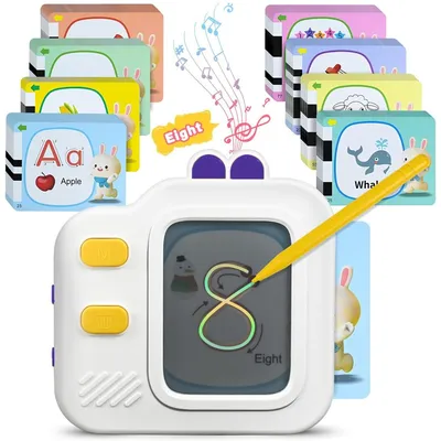 Produktbild von Englisch Lernspielzeug, Englisch Lernen fuer Kinder 1-6 Jahre, 240 Woerter Sprechende Flash-Karten mit LCD Schreibtablett, Montessori Interaktive Geschenk fuer Kind Geburtstag (Gelb)