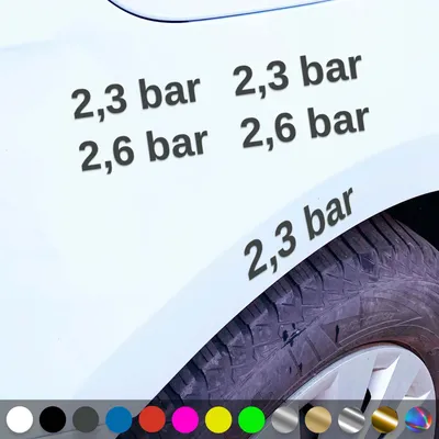 Produktbild von PantherPixel Luftdruck Aufkleber Reifenluftdruck BAR Reifendruck Sticker Auto Geschenkidee Farbe Dunkelgrau