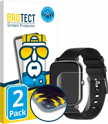 Produktbild von 2x BROTECT Fullscreen Schutzfolie für Ibetter Smartwatch 1.69" Displayschutz Folie Fullcover Klar Transparent