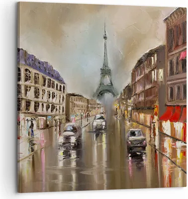Produktbild von Bild auf Leinwand - Leinwandbild - Paris Turm Straße - 60x60cm - Wand Bild - Wanddeko - Wandbilder - Leinwanddruck - Bilder - Kunstdruck - Wanddekoration - Leinwand bilder - Wandkunst - AC60x60-3431