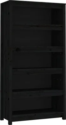 Produktbild von vidaXL Bücherregal Schwarz 80x35x154 cm Massivholz Kiefer