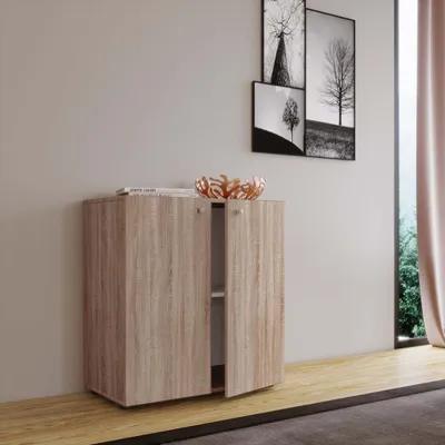 Produktbild von VCM Holz Kommode | Maße Kommode ca. H. 75 x B. 70 x T. 36 cm | Sideboard mit praktischen Fachbodeneinteilung | 2 Drehtüren - Vandol 1