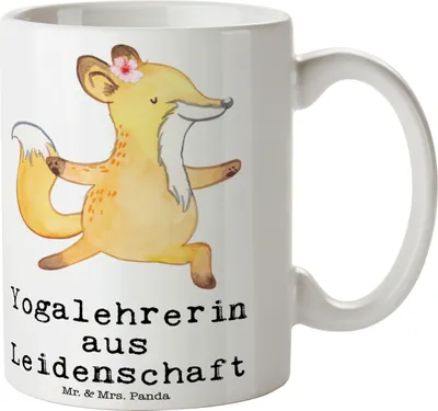Produktbild von Mr. & Mrs. Panda Tasse Yogalehrerin Leidenschaft - Weiß - Geschenk, haferl, Becher, Kaffeebecher, Pott, Kaffeetasse