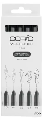 Image de COPIC® 22075635 COPIC® Multiliner Fineliner schwarz 0,05 + 0,1 + 0,3 + 0,5 + 0,8 mm, 5 St.