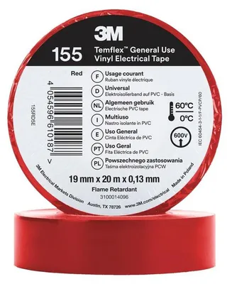 Immagine prodotto di Nastro isolante Temflex 155 PVC 19 mm x 20 m 3M 7100184744 Rosso