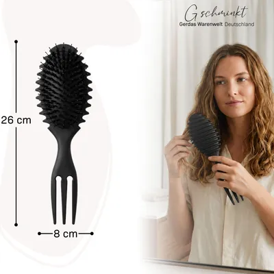 Produktbild von Styling Haarbürste für Locken & alle Haartypen, Lockenbürste mit Riffelung für Curly Girl Method Schwarz