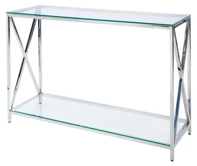 Produktbild von Konsolentisch aus Glas mit Edelstahlgestell Silber 40 x 120 cm