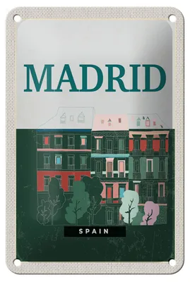 Produktbild von Blechschild Reise 12x18cm Madrid Spain Erringungen Retro Dekoration